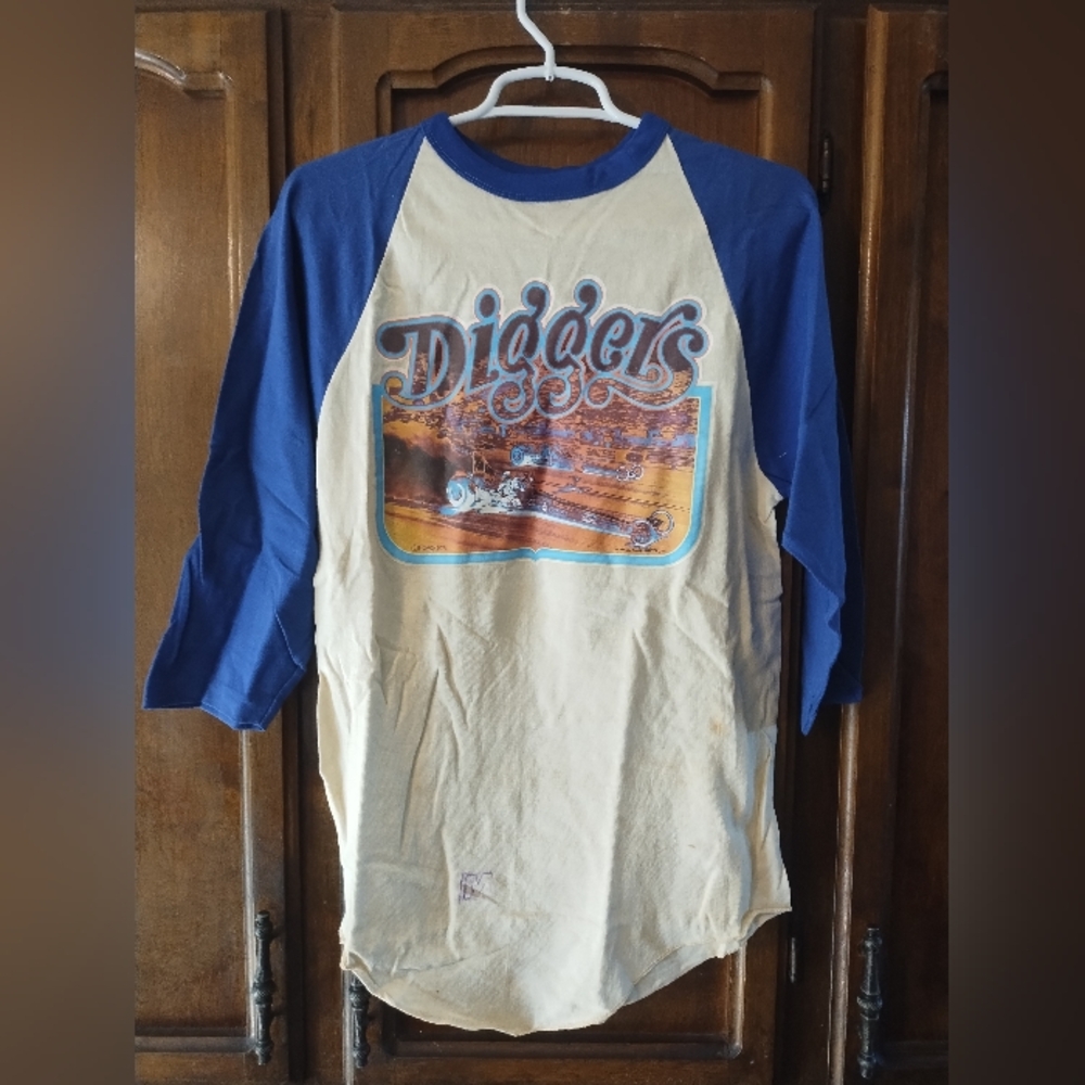 Original 1970s Hal Roach Diggers The Dragster Baseball T-shirt Size M